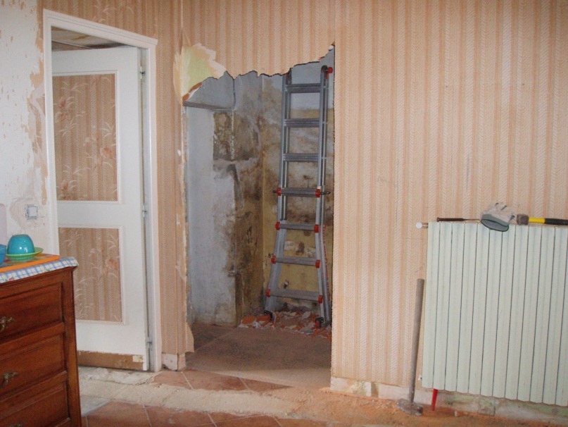 Image of New hole in wall to allow access to bathroom